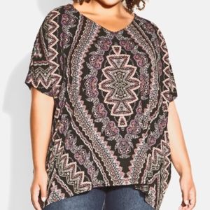 Avenue Relaxed Fit Black Tunic With Chic Design Size 18